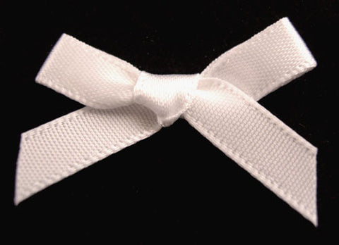 RB129 White 7mm Single Faced Satin Ribbon Bow by Berisfords - Ribbonmoon