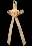 RB135 Cream 3mm Satin Long Tail Rose Bow by Berisfords - Ribbonmoon