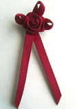 RB138 Wine 3mm Satin Long Tail Rose Bow by Berisfords - Ribbonmoon