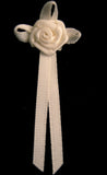 RB141 Antique White 3mm Satin Long Tail Rose Bow by Berisfords - Ribbonmoon