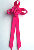 RB142 Shocking Pink 3mm Satin Long Tail Rose Bow by Berisfords - Ribbonmoon