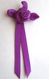 RB143 Purple 3mm Satin Long Tail Rose Bow by Berisfords - Ribbonmoon