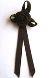 RB145 Black 3mm Satin Long Tail Ribbon Rose Bow by Berisfords