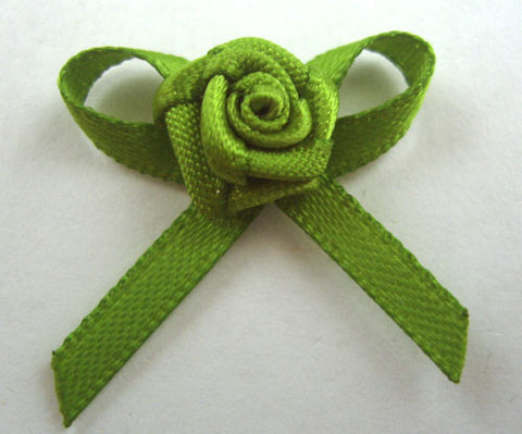 RB146 Kiwi Green 3mm Satin Rose Bow by Berisfords - Ribbonmoon