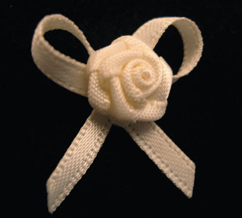 RB147 Cream 3mm Satin Rose Bow by Berisfords - Ribbonmoon