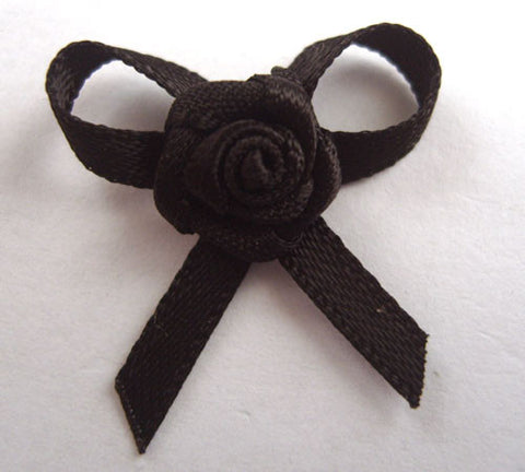 RB152 Black 3mm Satin Rose Bow by Berisfords - Ribbonmoon