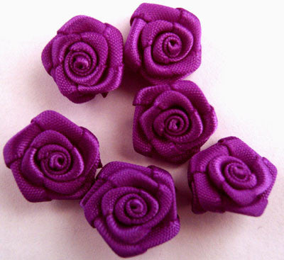 RB159 13mm Purple Satin Ribbon Rose Bud by Berisfords