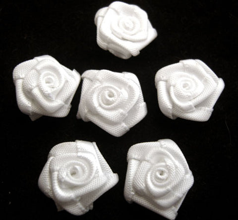 RB169 White 13mm Satin Ribbon Rose Bud by Berisfords - Ribbonmoon