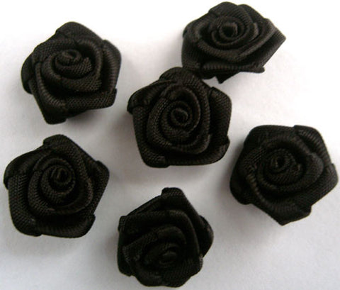 RB171 Black 13mm Satin Ribbon Rose Bud by Berisfords - Ribbonmoon