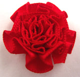 RB174 Red Berisfords Satin Ruched Ribbon Rosette - Ribbonmoon