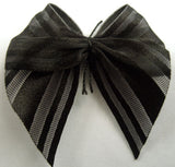 RB177 Black Satin Ribbon Bow with Sheer Stripes