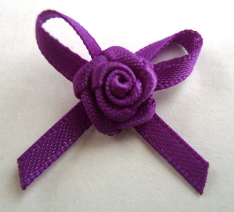 RB182 Purple 3mm Satin Ribbon Rose Bow by Berisfords - Ribbonmoon