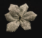 RB185 Silver Metallic 6 Petal Ribbon Flower Bow