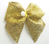 RB189 Gold Metallic Ribbon Bow with a Pearl Centre