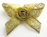 RB195 Gold Metallic Ribbon Rose Bud Bow