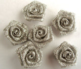 RB199 Silver Metallic Ribbon Rose Bud