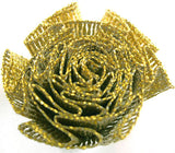 RB200 25mm Gold Metallic Ruched Ribbon Rosette Bow