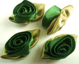 RB204 32mm Bottle Green Satin Ribbon Rose - Ribbonmoon