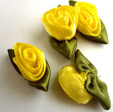 RB207 30mm Yellow Satin Ribbon Rose - Ribbonmoon