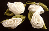 RB208 32mm White Satin Ribbon Rose - Ribbonmoon