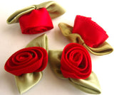 RB210 32mm Red Satin Ribbon Rose - Ribbonmoon