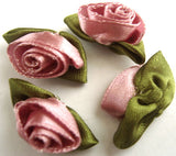 RB215 32mm Mauve Pink Satin Ribbon Rose - Ribbonmoon