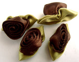 RB227 32mm Brown Satin Ribbon Rose - Ribbonmoon