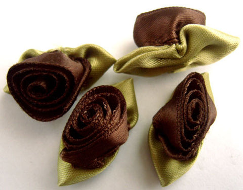 RB227 32mm Brown Satin Ribbon Rose - Ribbonmoon
