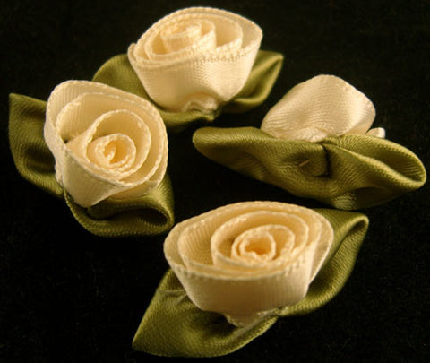 RB231 32mm Cream Satin Ribbon Rose - Ribbonmoon