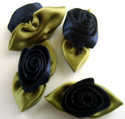 RB232 32mm Navy Satin Ribbon Rose - Ribbonmoon