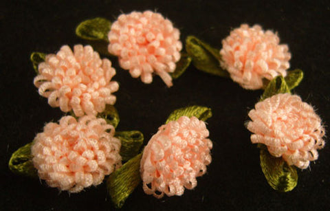 RB233 Peach Ribbon Cluster Bud Bow