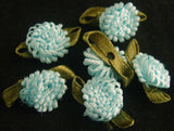 RB237 New Turquoise Cluster Ribbon Bow Bud