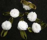 RB238 White Cluster Ribbon Bow Bud