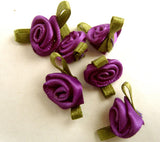 RB247 24mm Purple Satin Ribbon Rose - Ribbonmoon