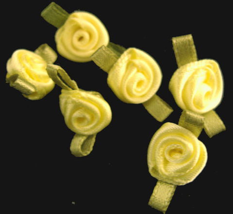 RB250 24mm Primrose Satin Ribbon Rose - Ribbonmoon