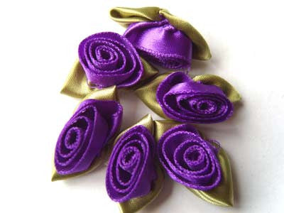 RB290 32mm Purple Satin Ribbon Rose - Ribbonmoon