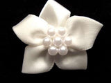 RB342 Bridal White Satin 5 Petal Poinsettia with Pearl Beads - Ribbonmoon