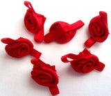 RB484 24mm Red Satin Ribbon Rose - Ribbonmoon