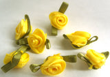 RB487 24mm Yellow Satin Ribbon Rose - Ribbonmoon