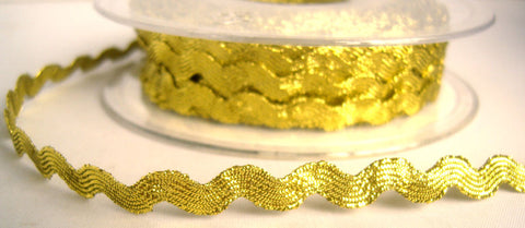 RIC137 9mm Gold Metallic Ric Rac Briad - Ribbonmoon