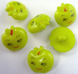 B16521 17mm Green Face Design, Apple Shaped Novelty Shank Button - Ribbonmoon