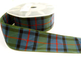 R1250 38mm Blue, Black, Green and Red Tartan Ribbon, Wire Edge