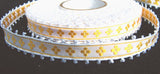 R0516 10mm White and Yellow Woven Jacquard Ribbon with Picot Edges - Ribbonmoon
