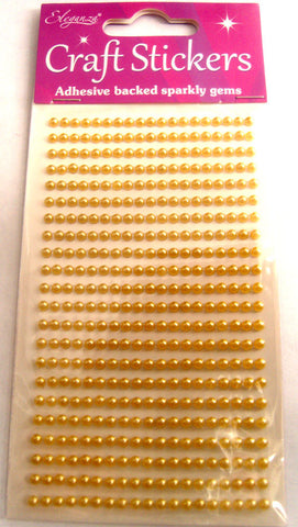 STICKJEWEL42 3mm Gold Half Ball Self Adhesive Bead Stones - Ribbonmoon