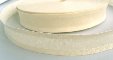 BB345 25mm Cream 100% Cotton Bias Binding Tape - Ribbonmoon