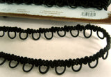 BLOOP22 Black Button or Bridal Looping Braid Trim, Elasticated Loops - Ribbonmoon