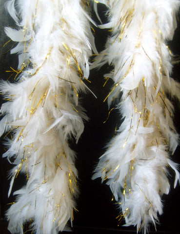 Feather Boa White and Gold Tinsel Approx 1.8 metres Long - Ribbonmoon