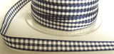 R6057 10mm Navy Polyester Gingham Ribbon by Berisfords - Ribbonmoon