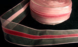 R6431 38mm Dusky Pink Sheer Ribbon with a 9mm Centre Velvet Stripe - Ribbonmoon