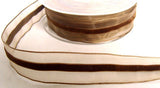 R6434 23mm Brown Sheer Ribbon with a 6mm Centre Velvet Stripe - Ribbonmoon